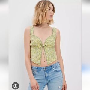 NWT American Eagle Green Front Tie Crop Top